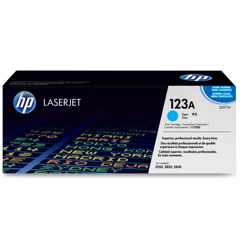 HP 123A Cyan Original LaserJet Toner Cartridge (Q3971A)