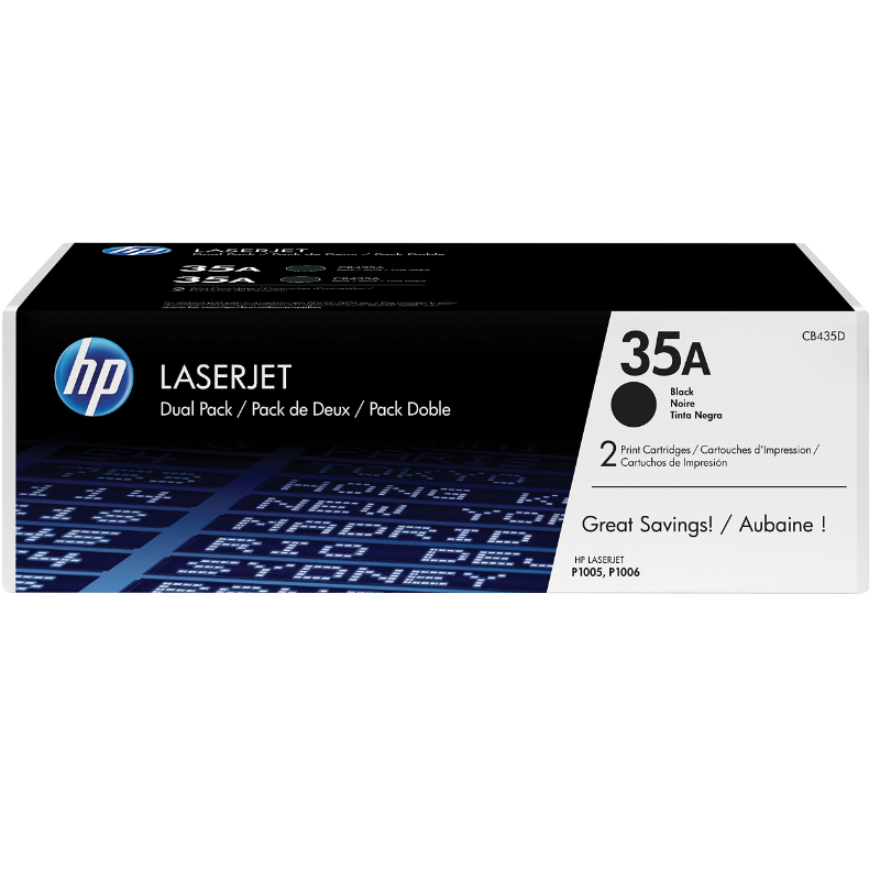 HP 35A 2-pack Black Original LaserJet Toner Cartridges (CB435AD)